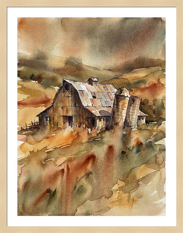 Rustic Barn In Watercolor