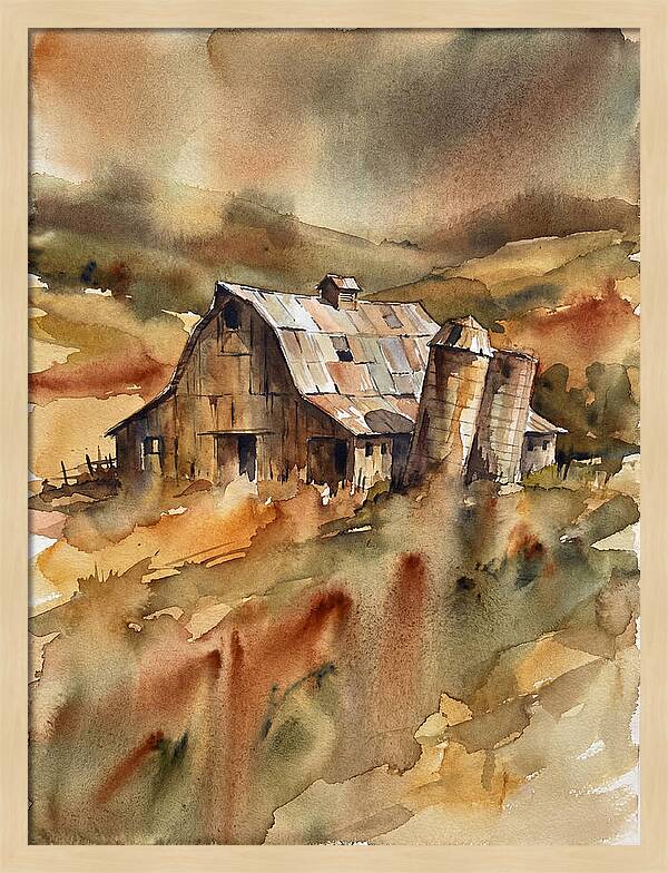 Rustic Barn In Watercolor