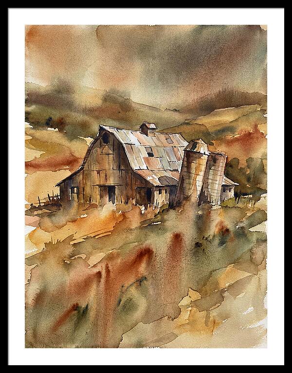 Rustic Barn In Watercolor