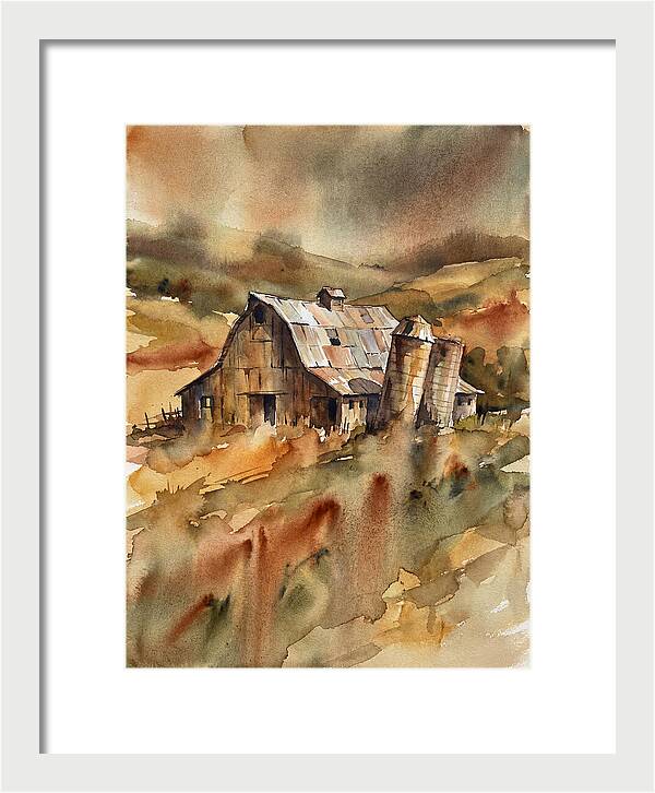 Rustic Barn In Watercolor