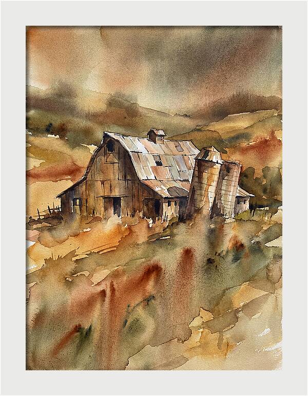 Rustic Barn In Watercolor