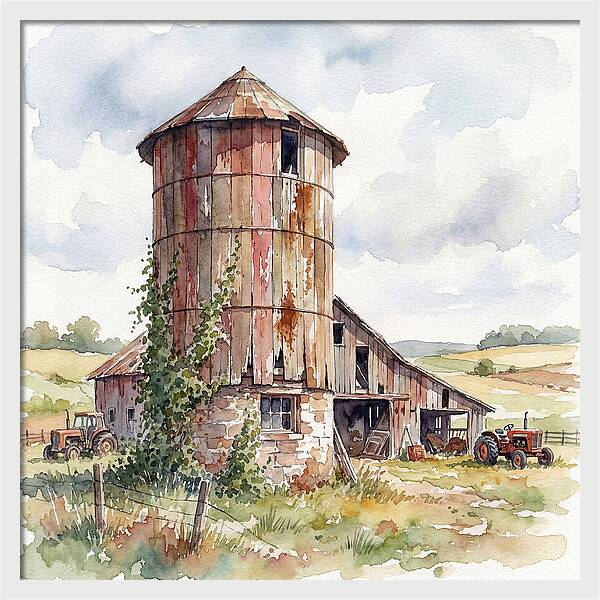 Rustic Barn Silo Scene