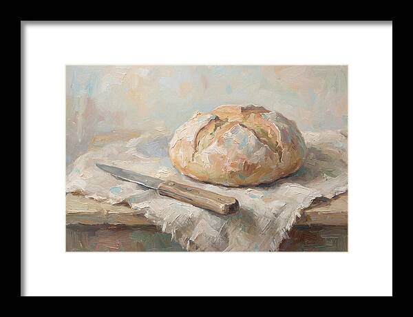 Rustic Bread Loaf And Knife