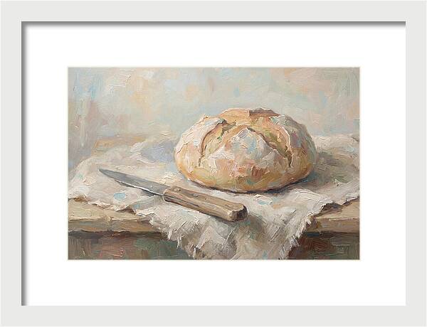 Rustic Bread Loaf And Knife