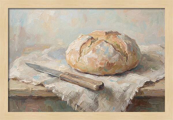 Rustic Bread Loaf And Knife