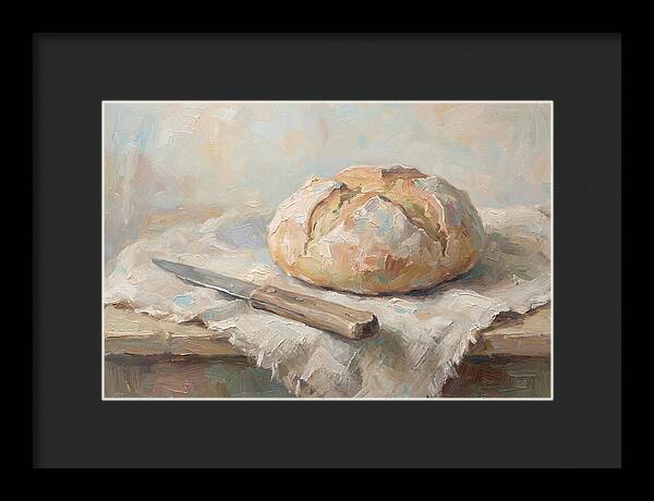 Rustic Bread Loaf And Knife