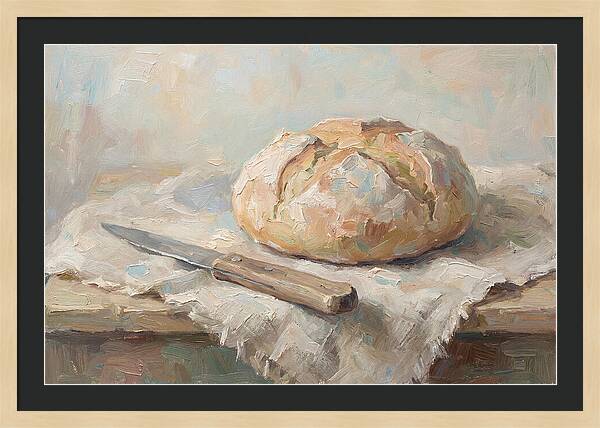 Rustic Bread Loaf And Knife