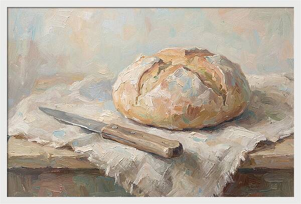Rustic Bread Loaf And Knife