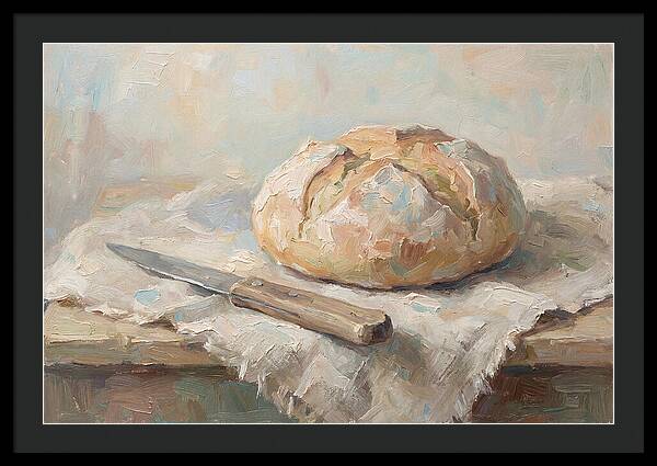 Rustic Bread Loaf And Knife