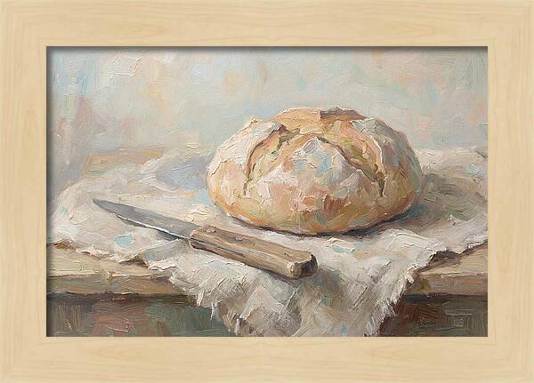 Rustic Bread Loaf And Knife