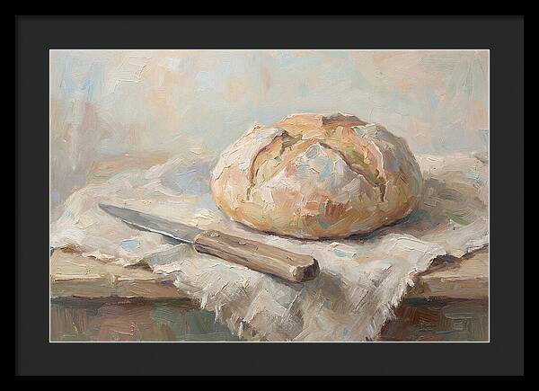 Rustic Bread Loaf And Knife