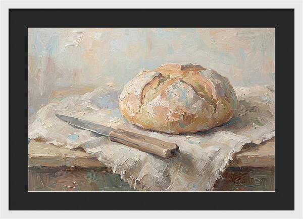 Rustic Bread Loaf And Knife
