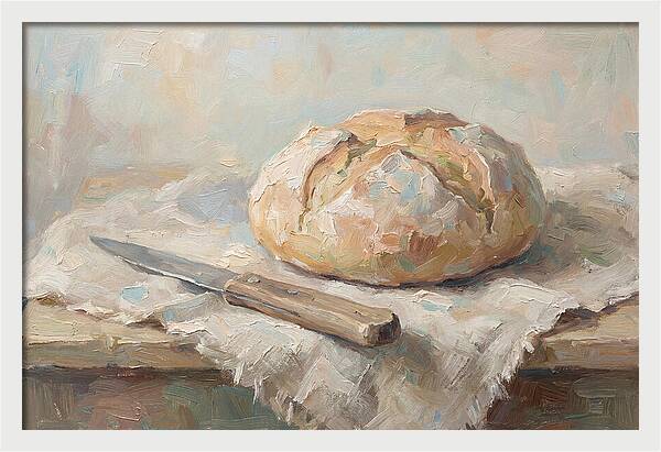 Rustic Bread Loaf And Knife