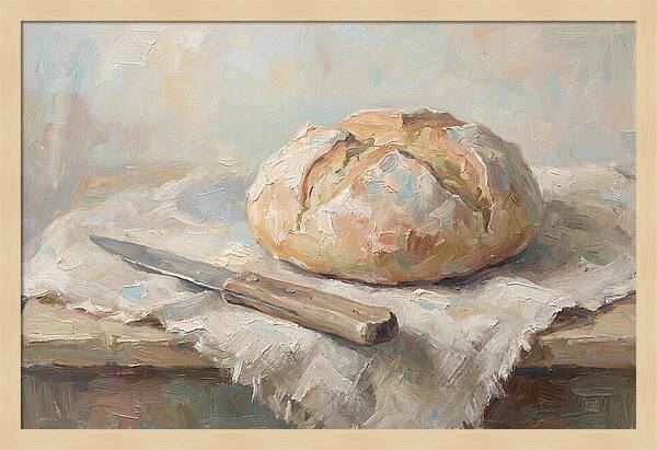 Rustic Bread Loaf And Knife