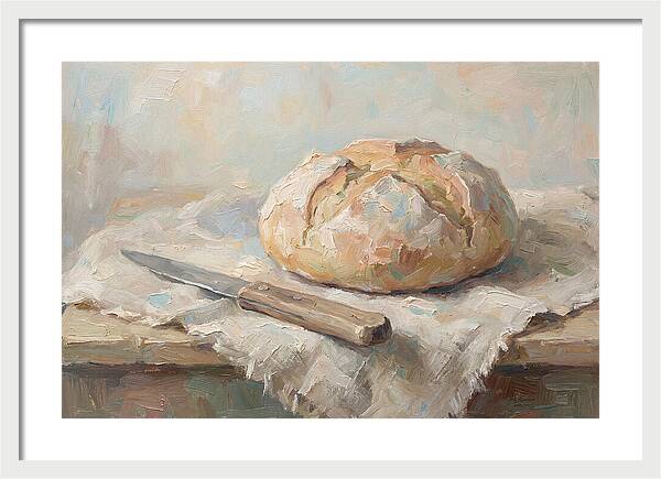 Rustic Bread Loaf And Knife