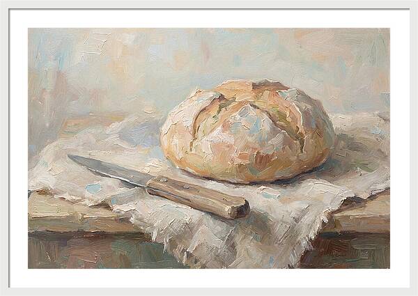 Rustic Bread Loaf And Knife