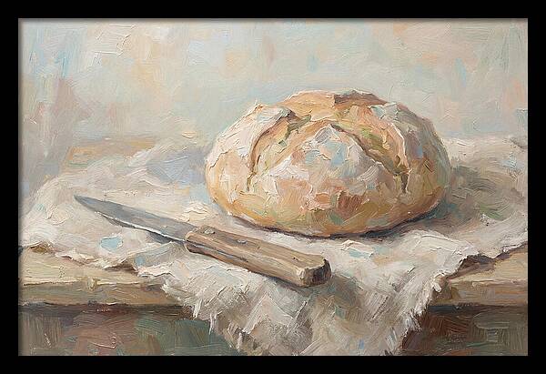 Rustic Bread Loaf And Knife