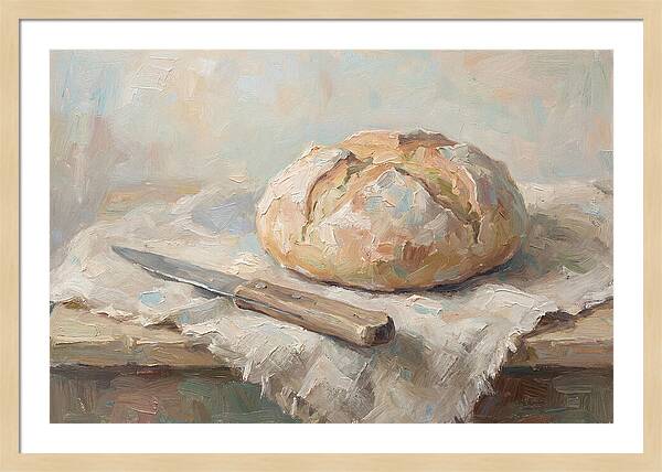 Rustic Bread Loaf And Knife