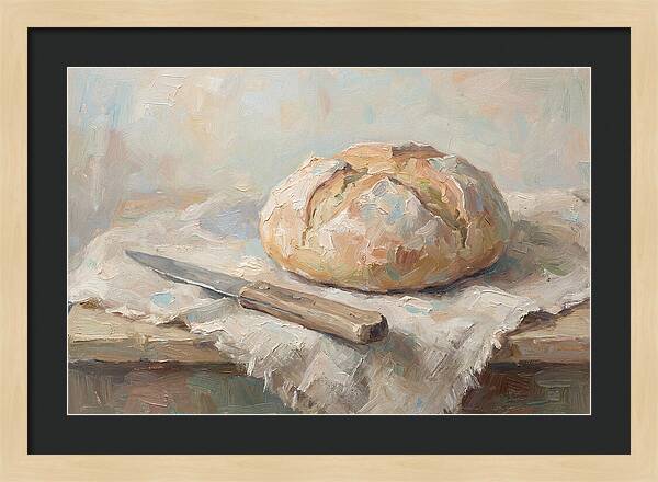 Rustic Bread Loaf And Knife