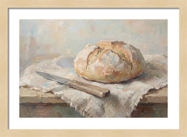 Rustic Bread Loaf And Knife