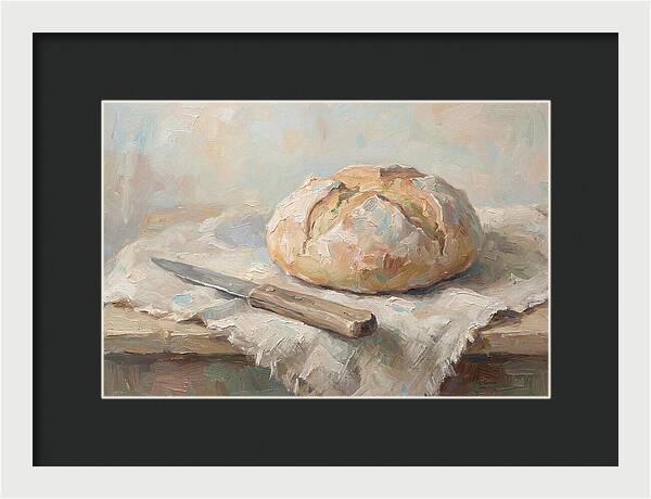 Rustic Bread Loaf And Knife