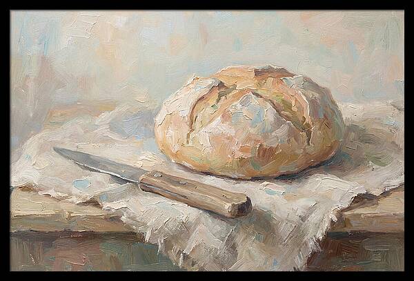 Rustic Bread Loaf And Knife
