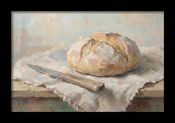 Rustic Bread Loaf And Knife