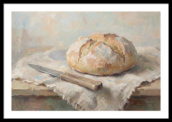 Rustic Bread Loaf And Knife