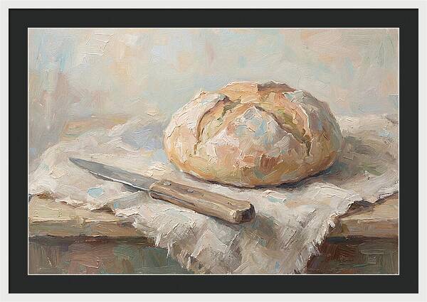 Rustic Bread Loaf And Knife