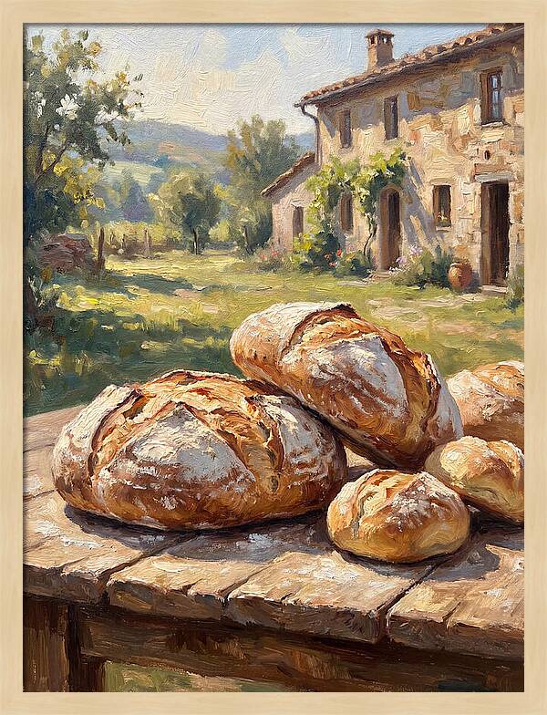 Rustic Bread Under Sunlight