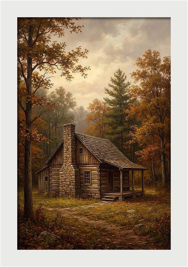Rustic Cabin In Autumn