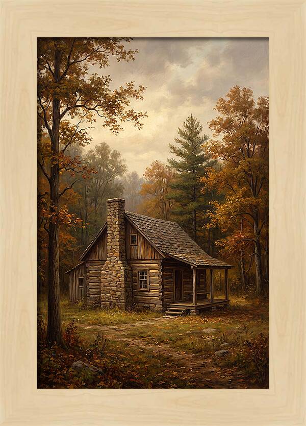 Rustic Cabin In Autumn