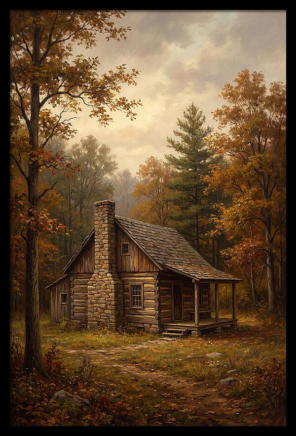 Rustic Cabin In Autumn
