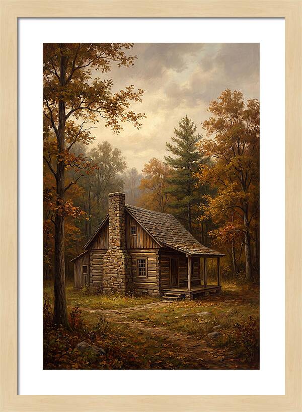 Rustic Cabin In Autumn