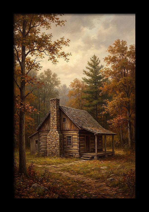 Rustic Cabin In Autumn