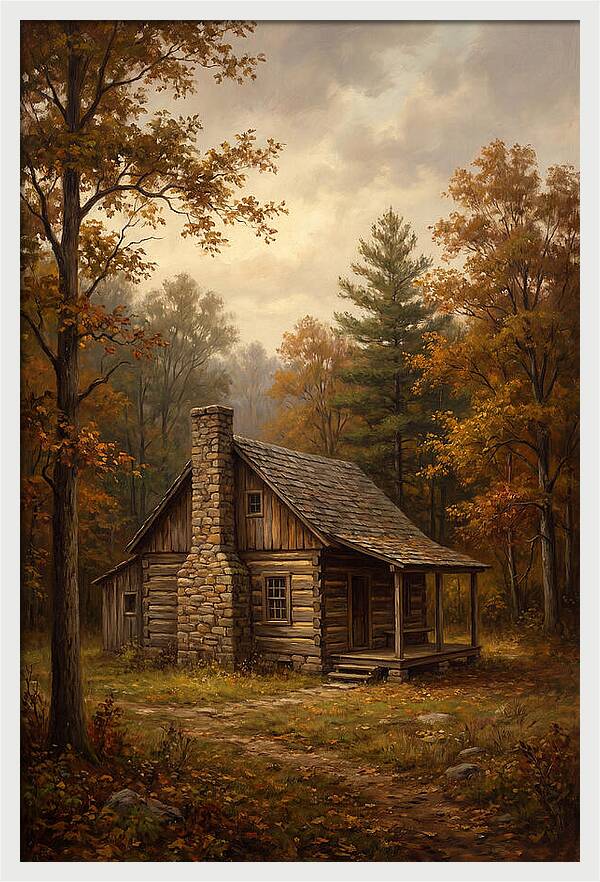 Rustic Cabin In Autumn