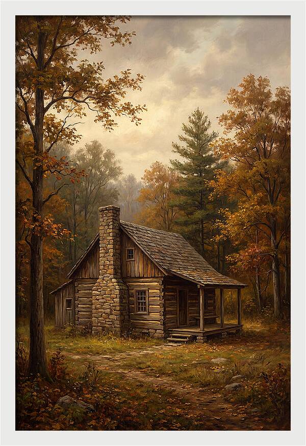Rustic Cabin In Autumn