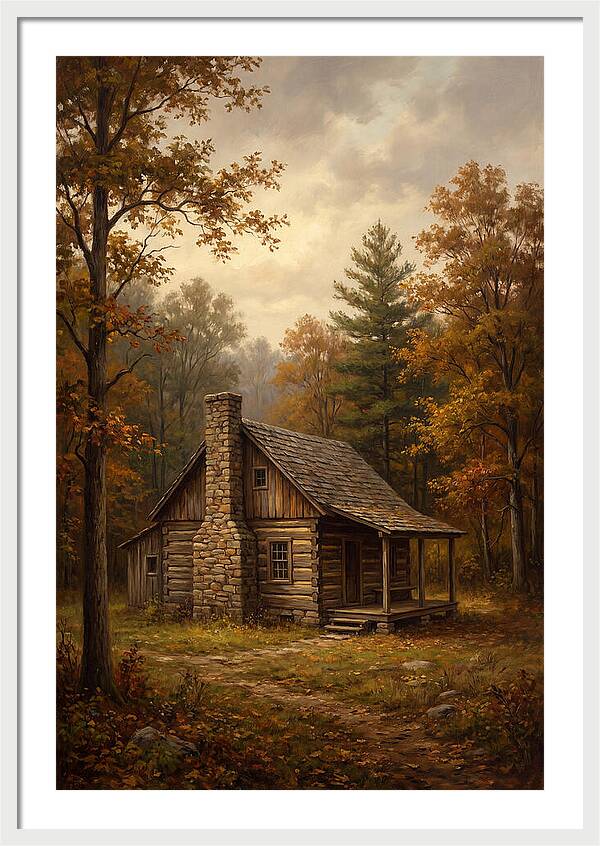 Rustic Cabin In Autumn