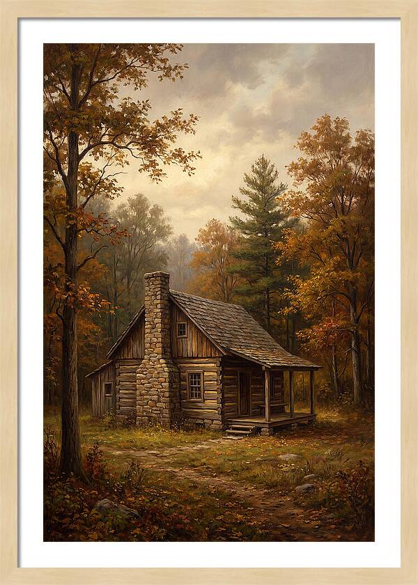 Rustic Cabin In Autumn
