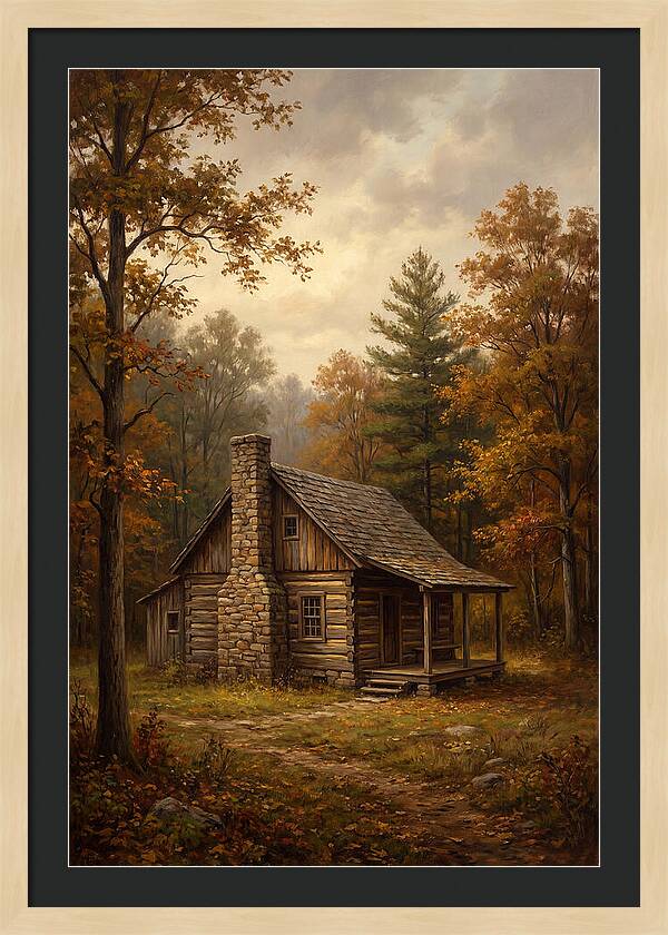 Rustic Cabin In Autumn
