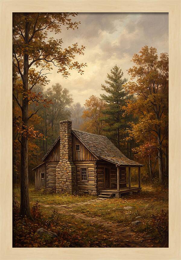Rustic Cabin In Autumn