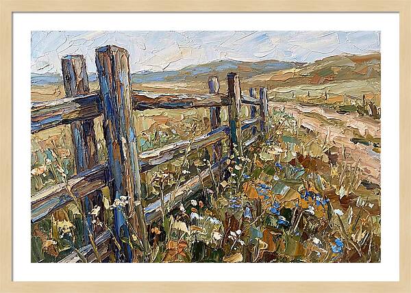 Rustic Fence Surrounded By Blossoms