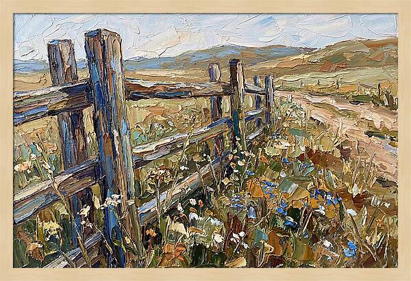 Rustic Fence Surrounded By Blossoms