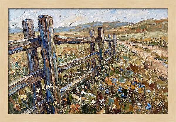 Rustic Fence Surrounded By Blossoms