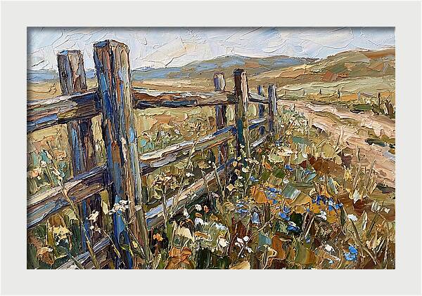 Rustic Fence Surrounded By Blossoms