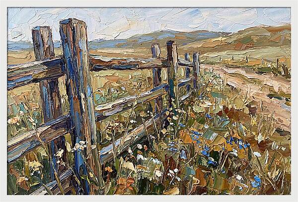 Rustic Fence Surrounded By Blossoms