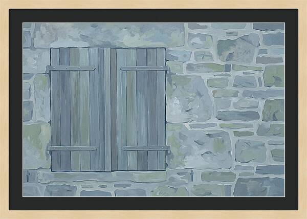 Rustic Shutters On Stone Cottage