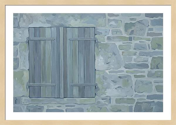 Rustic Shutters On Stone Cottage
