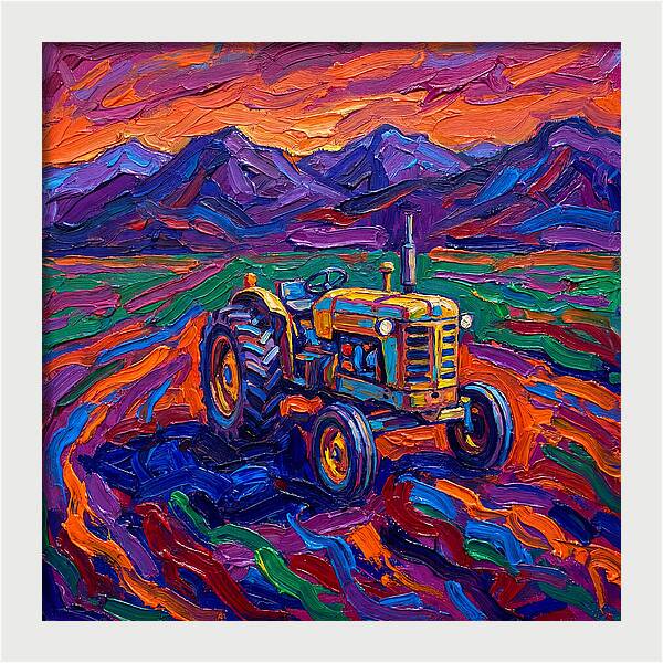 Rustic Tractor Amidst Lush Fields