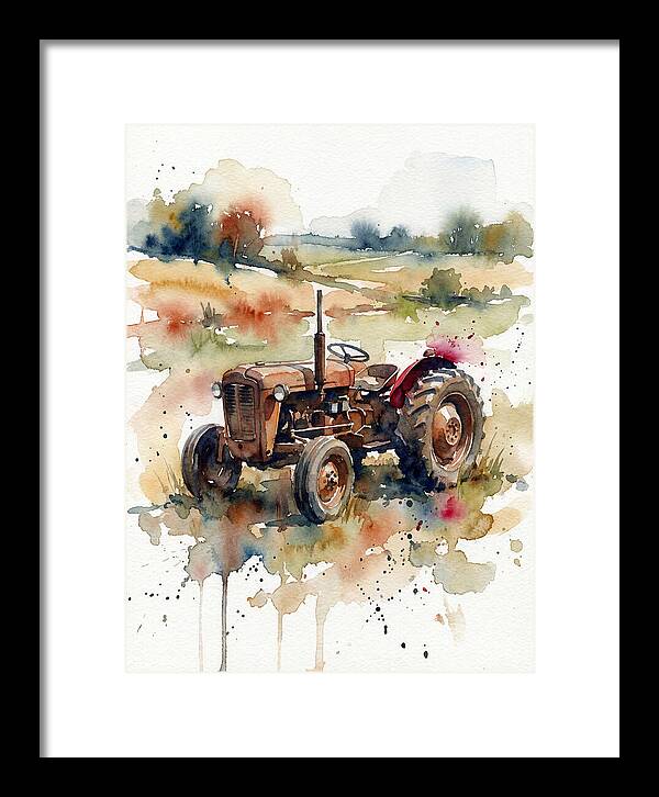 Rustic Tractor In Watercolor